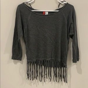 long sleeve shirt with fringe